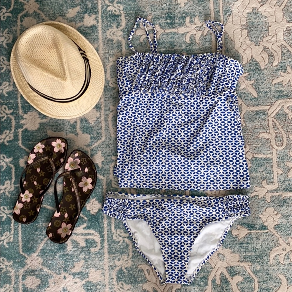 Gap Body Blue & White Convertible Bandeau Tankini